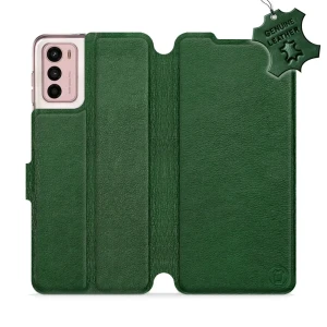 Etui z naturalnej skóry do Motorola Moto G42, Mobiwear Leather, zielone