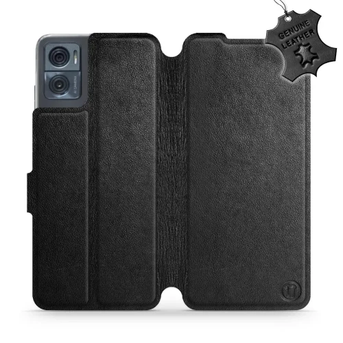 Etui z naturalnej skóry do Motorola Moto E22i, Mobiwear Leather, czarne