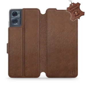 Etui z naturalnej skóry do Motorola Moto E22i, Mobiwear Leather, brązowe