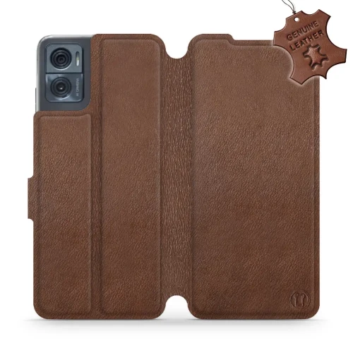 Etui z naturalnej skóry do Motorola Moto E22i, Mobiwear Leather, brązowe
