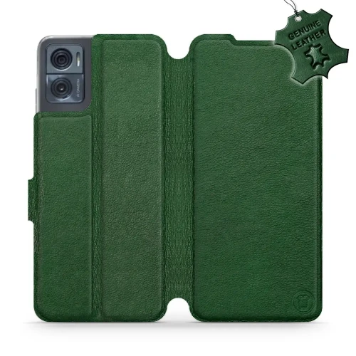 Etui z naturalnej skóry do Motorola Moto E22i, Mobiwear Leather, zielone