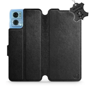 Etui z naturalnej skóry do Motorola Moto E22, Mobiwear Leather, czarne