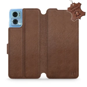 Etui z naturalnej skóry do Motorola Moto E22, Mobiwear Leather, brązowe