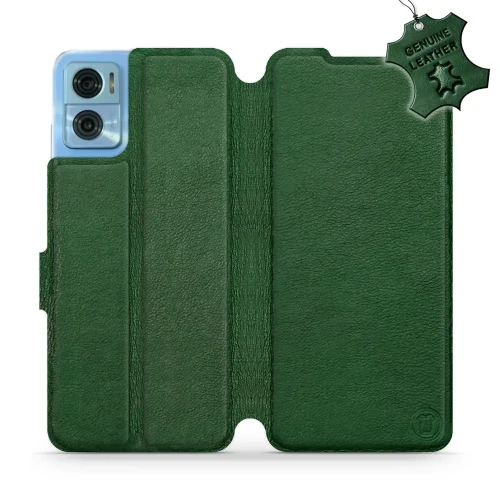 Etui z naturalnej skóry do Motorola Moto E22, Mobiwear Leather, zielone