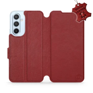 Etui z naturalnej skóry do Galaxy A54 5G, Mobiwear Leather, ciemno-czerwone