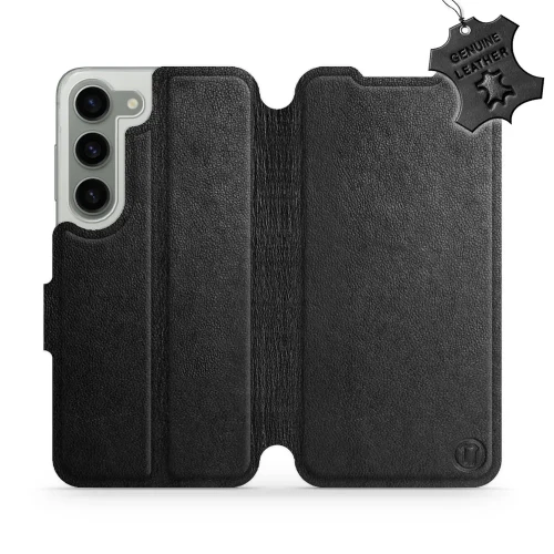 Etui z naturalnej skóry do Galaxy S23, Mobiwear Leather, czarne