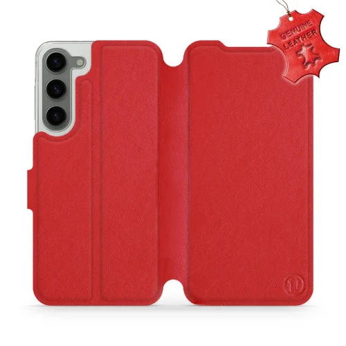 Etui z naturalnej skóry do Galaxy S23 Plus, Mobiwear Leather, czerwone