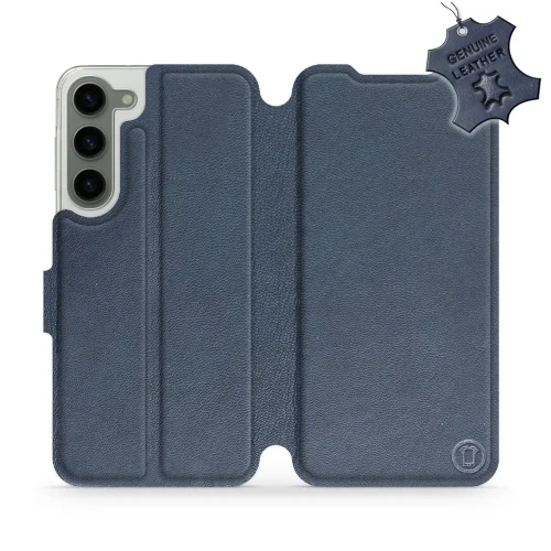 Etui z naturalnej skóry do Galaxy S23 Plus, Mobiwear Leather, granatowe