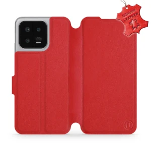 Etui z naturalnej skóry do Xiaomi 13, Mobiwear Leather, czerwone