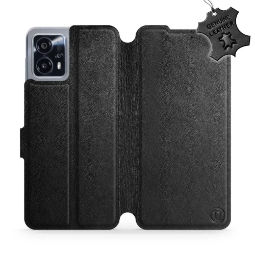 Etui z naturalnej skóry do Motorola Moto G13, Mobiwear Leather, czarne