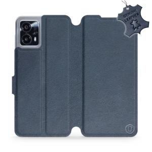 Etui z naturalnej skóry do Motorola Moto G13, Mobiwear Leather, granatowe