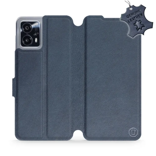 Etui z naturalnej skóry do Motorola Moto G13, Mobiwear Leather, granatowe