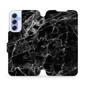 Etui z klapką do Galaxy A34 5G, Mobiwear Book, czarny marmur