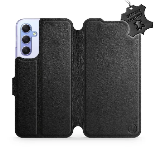 Etui z naturalnej skóry do Galaxy A34 5G, Mobiwear Leather, czarne