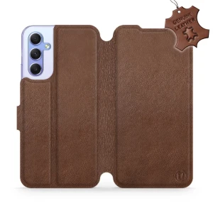 Etui z naturalnej skóry do Galaxy A34 5G, Mobiwear Leather, brązowe