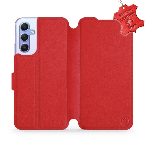 Etui z naturalnej skóry do Galaxy A34 5G, Mobiwear Leather, czerwone