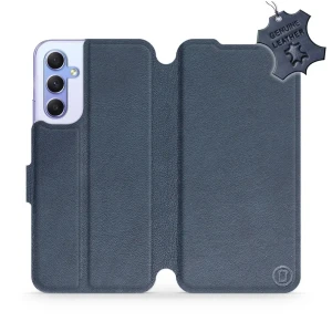 Etui z naturalnej skóry do Galaxy A34 5G, Mobiwear Leather, granatowe
