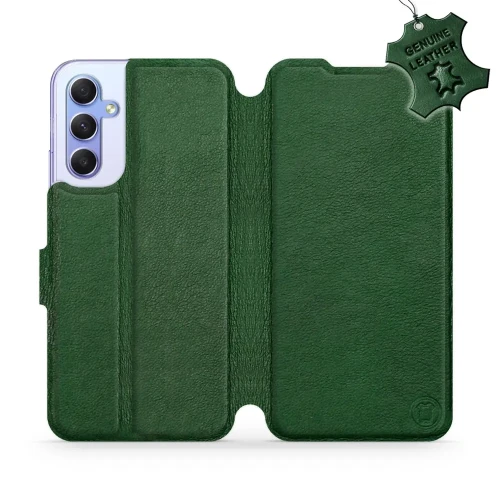 Etui z naturalnej skóry do Galaxy A34 5G, Mobiwear Leather, zielone