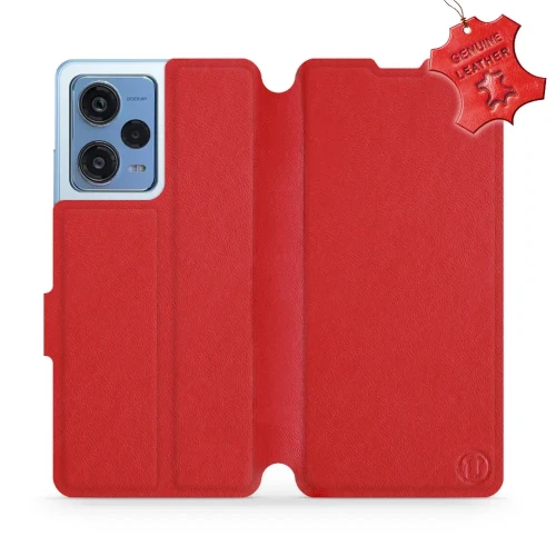 Etui z naturalnej skóry do Xiaomi Redmi Note 12 Pro 5G, Mobiwear Leather, czerwone