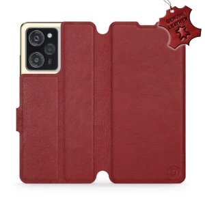 Etui z naturalnej skóry do Xiaomi POCO X5 Pro, Mobiwear Leather, ciemno-czerwone