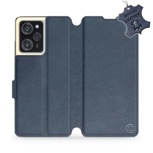 Etui z naturalnej skóry do Xiaomi POCO X5 Pro, Mobiwear Leather, granatowe