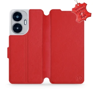 Etui z naturalnej skóry do Realme C55, Mobiwear Leather, czerwone