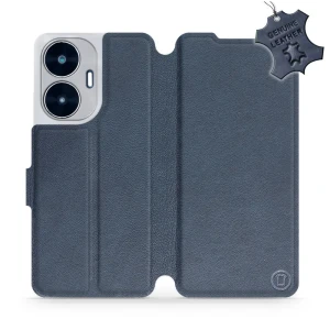Etui z naturalnej skóry do Realme C55, Mobiwear Leather, granatowe