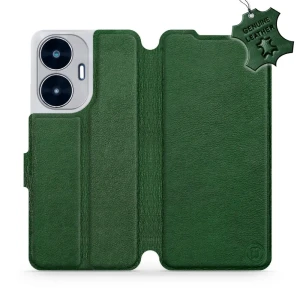Etui z naturalnej skóry do Realme C55, Mobiwear Leather, zielone