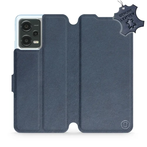 Etui z naturalnej skóry do Xiaomi Poco X5, Mobiwear Leather, granatowe