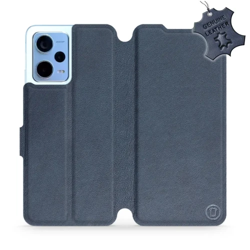 Etui z naturalnej skóry do Xiaomi Redmi Note 12 5G, Mobiwear Leather, granatowe