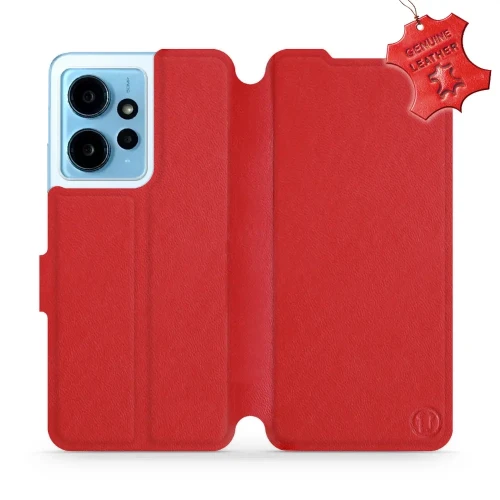 Etui z naturalnej skóry do Xiaomi Redmi Note 12 4G, Mobiwear Leather, czerwone