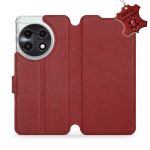 Etui z naturalnej skóry do OnePlus 11 5G, Mobiwear Leather, ciemno-czerwone