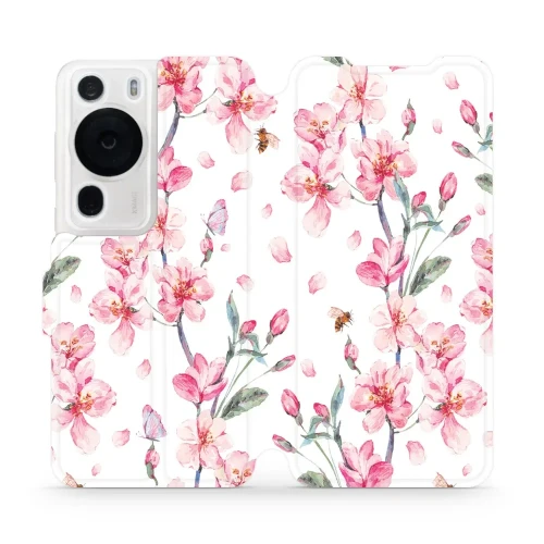 Etui z klapką do Huawei P60 Pro, Mobiwear Book, różowa wiosna