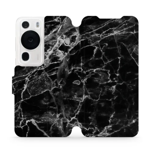 Etui z klapką do Huawei P60 Pro, Mobiwear Book, czarny marmur