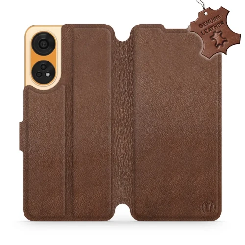 Etui z naturalnej skóry do Oppo Reno8T 5G, Mobiwear Leather, brązowe