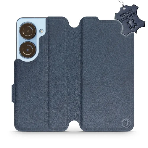 Etui z naturalnej skóry do Asus Zenfone 10, Mobiwear Leather, granatowe
