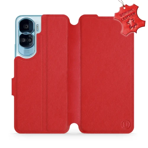Etui z naturalnej skóry do Honor 90 Lite, Mobiwear Leather, czerwone