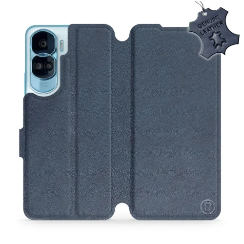 Etui z naturalnej skóry do Honor 90 Lite, Mobiwear Leather, granatowe