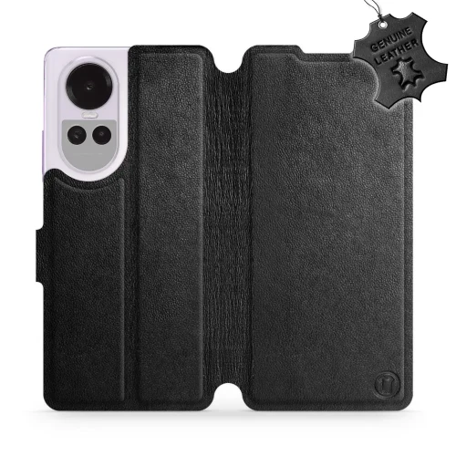 Etui z naturalnej skóry do Oppo Reno10 Pro 5G, Mobiwear Leather, czarne
