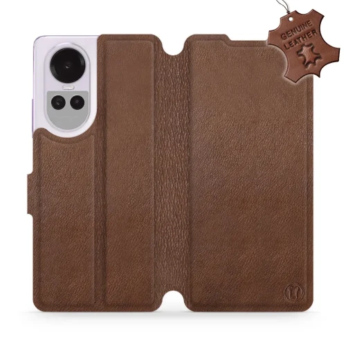 Etui z naturalnej skóry do Oppo Reno10 Pro 5G, Mobiwear Leather, brązowe