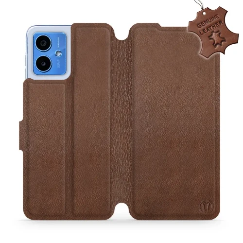 Etui z naturalnej skóry do Motorola Moto G14, Mobiwear Leather, brązowe