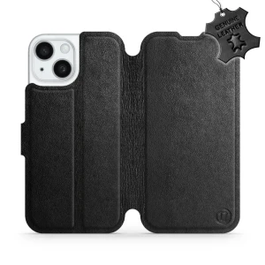 Etui z naturalnej skóry do iPhone 15, Mobiwear Leather, czarne
