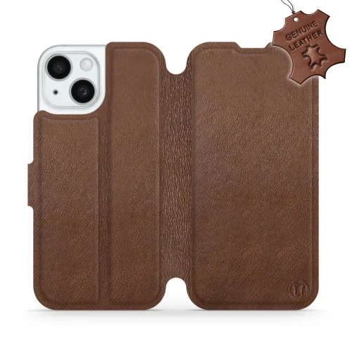 Etui z naturalnej skóry do iPhone 15, Mobiwear Leather, brązowe