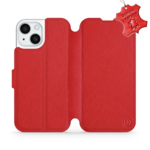 Etui z naturalnej skóry do iPhone 15, Mobiwear Leather, czerwone