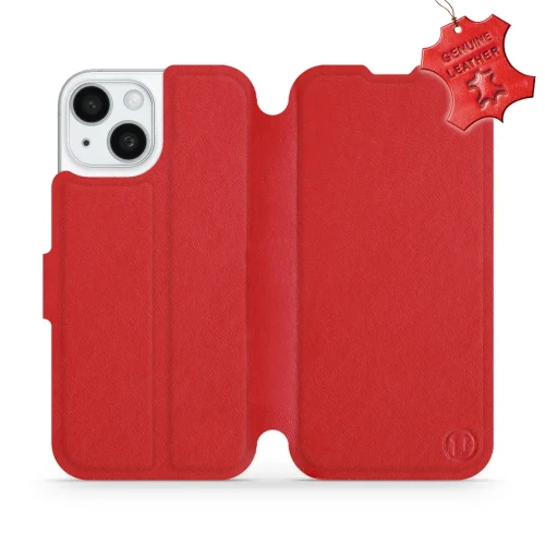 Etui z naturalnej skóry do iPhone 15, Mobiwear Leather, czerwone