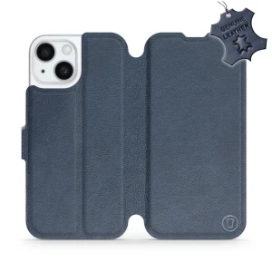 Etui z naturalnej skóry do iPhone 15, Mobiwear Leather, granatowe