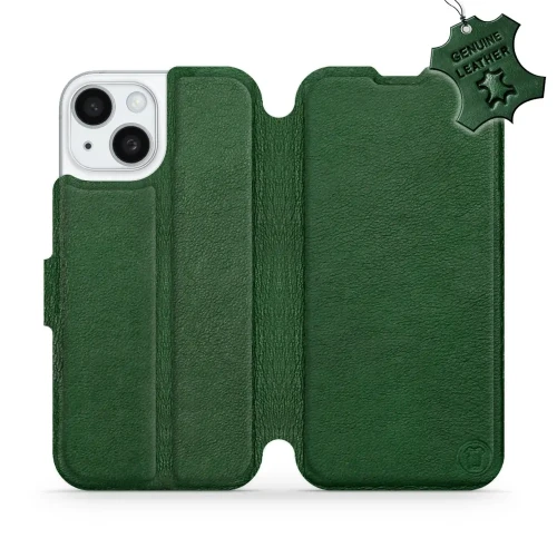 Etui z naturalnej skóry do iPhone 15, Mobiwear Leather, zielone