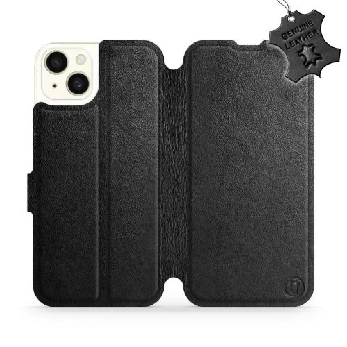Etui z naturalnej skóry do iPhone 15 Plus, Mobiwear Leather, czarne