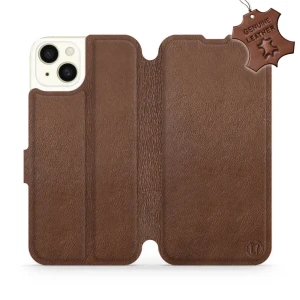 Etui z naturalnej skóry do iPhone 15 Plus, Mobiwear Leather, brązowe