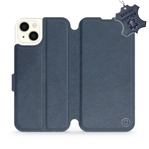 Etui z naturalnej skóry do iPhone 15 Plus, Mobiwear Leather, granatowe